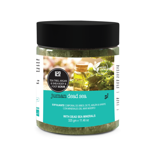 TEA TREE, ARGAN & SHEA BODY AND FOOT SCRUB WITH DEAD SEA MINERALS
